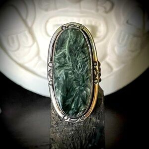 Vintage Seraphinite Sterling Silver Ring